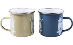 VW Collection T1 Bus Enamel Mugs Set 2 Pieces Blue / Grey