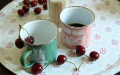 VW Collection T1 Bus Enamel Mugs Set 2 Pieces Blue / Grey -Fritz Berger 410420 2980355