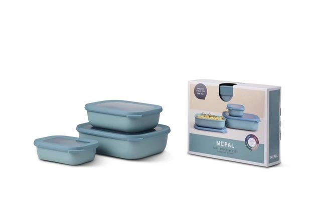 Mepal Multi Bowl Set Cirqula Rectangular Flat 3 Pieces Nordic Blue 4 Mepal Multi Bowl Set Cirqula Rectangular Flat 3 Pieces Nordic Blue - Image 2