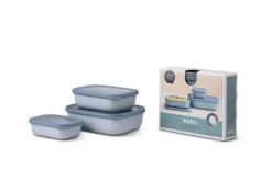Mepal Multi Bowl Set Cirqula Rectangular Flat 3 Pieces Nordic Blue