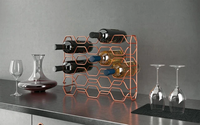 Metaltex Hexagon-15 Bottle Rack Copper 3 Metaltex Hexagon-15 Bottle Rack Copper