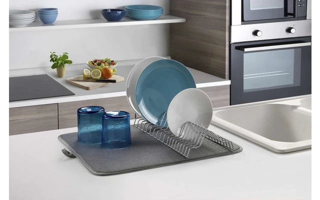 Metaltex Dry-Tex 2-in-1 Drainer With Microfiber Mat Silver 5 Metaltex Dry-Tex 2-in-1 Drainer With Microfiber Mat Silver - Image 3