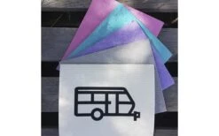 Pufz Swedish Tea Towel Caravan Pattern Purple