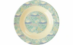 Rice Melamine Children's Bowl With Swans Light Blue 20 Cm