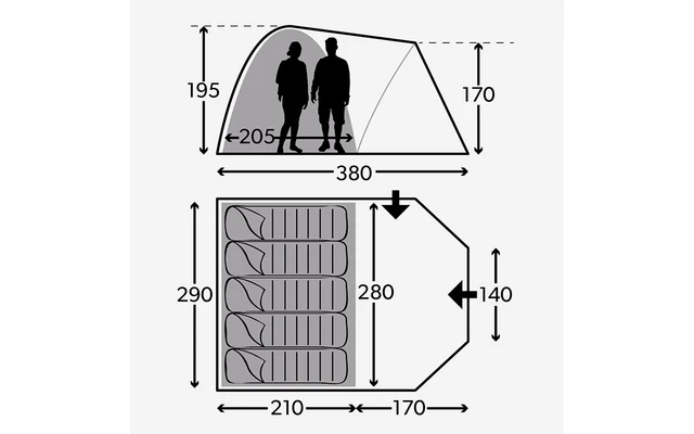 Kampa Brighton 5 Dome Tent Grey 3 Kampa Brighton 5 Dome Tent Grey