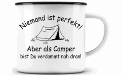 Just Camper Enamel Mug Nobody Is Perfect
